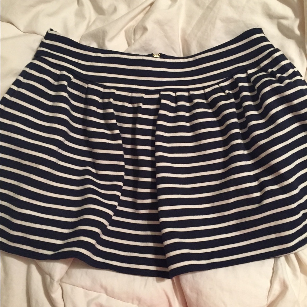Navy White Stripe Mini Skirt